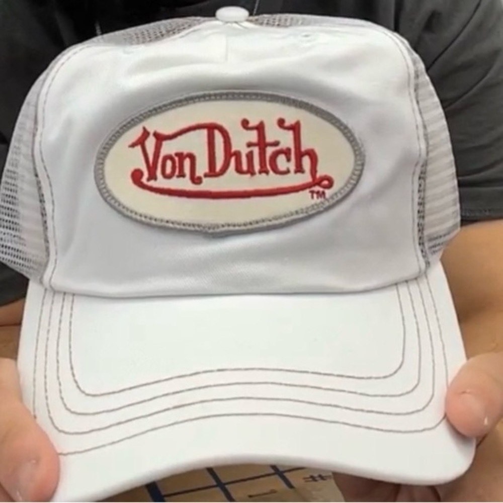 NWOT VON DUTCH White Mesh Trucker Snapback Cap - Adjustable Hat Unisex Adult (A1